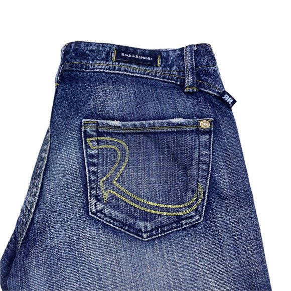 Rock & Republic Jeans Skynard Flare Leg Womens Size 27 Medium Wash Low Rise - Picture 5 of 8